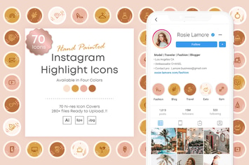 Instagram Highlights Covers Icon Kit Hand painted