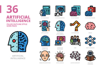 Artificial Intelligence Filled Outline Style Icon