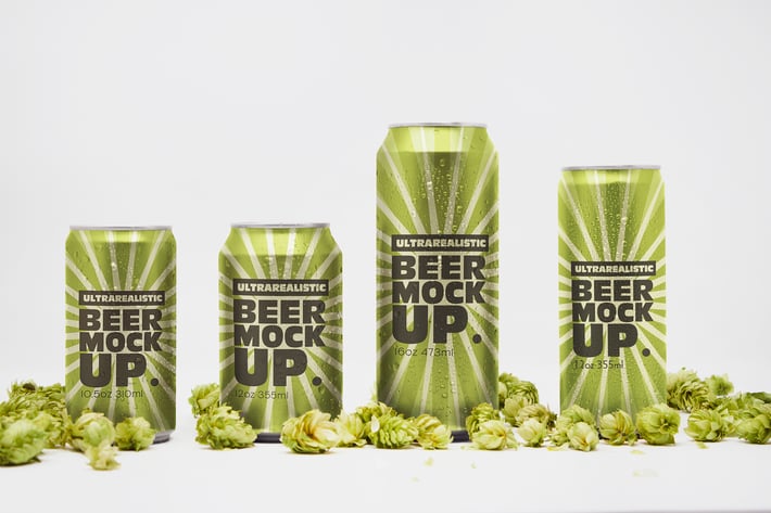Different Size Front Beer Can Mockups