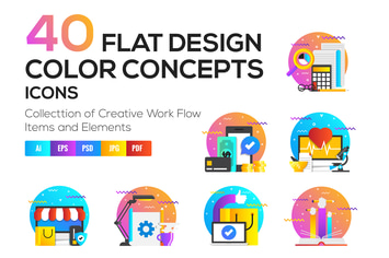 Set of Modern Flat Multi Color Conceptual icons