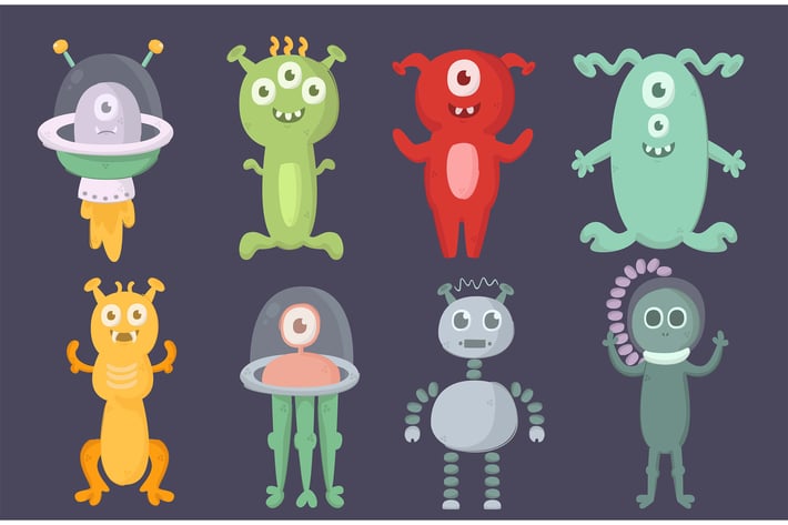 Alien Cartoon Characters Illustration