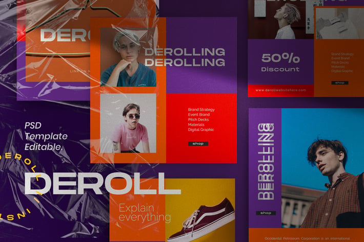 DEROLL PACK 1- Instagram Template + Strories
