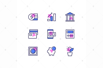 Business and finance - line design style icons set