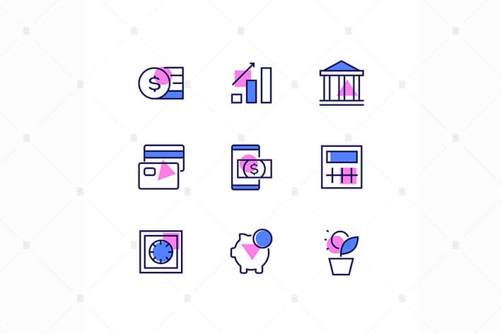 Business and finance - line design style icons set