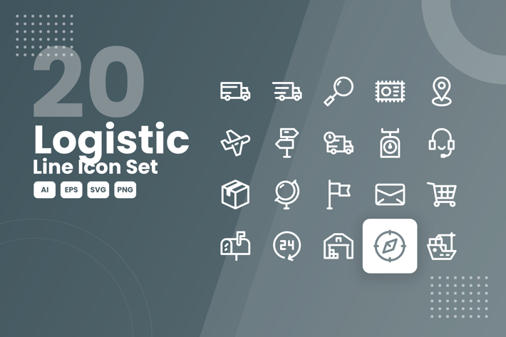 20 Logistic Line Icon Set
