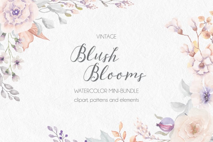 Vintage Blush Blooms in Watercolor