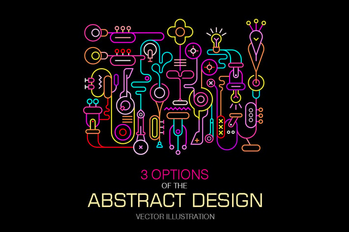 Abstract Art Neon Colors Vector Design (3 Options)