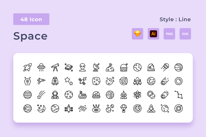 Galaxy Outline Style Icon Pack