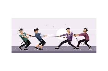 Tug of war vector graphics illustration