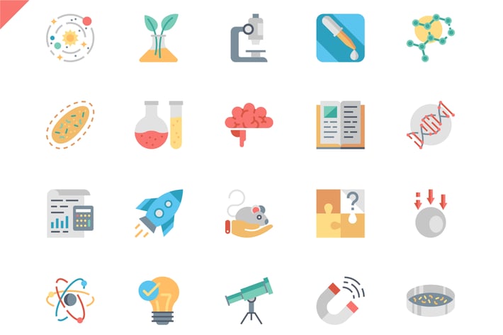 Simple Set Science Flat Icons