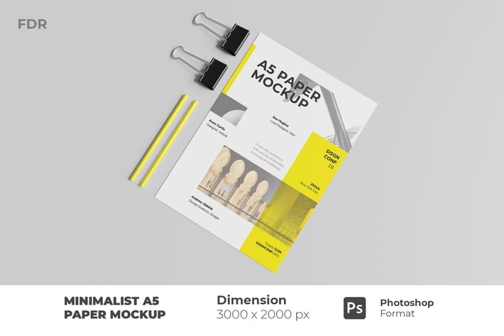 Minimalist A5 Paper Mockup