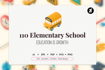 110 elementary school icon pack