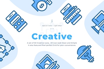 50 Creative Icons - Light Blue