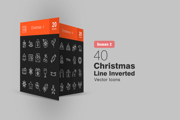 40 Christmas Line Inverted Icons