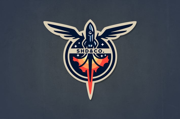 Retro Rocket Badge Logo
