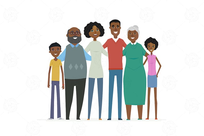 Happy African family - vector illustration