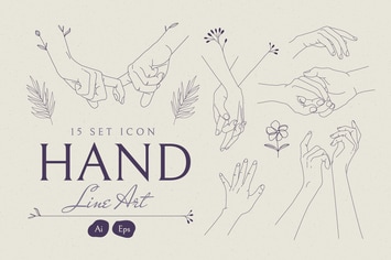Hand Line Art Set Icon