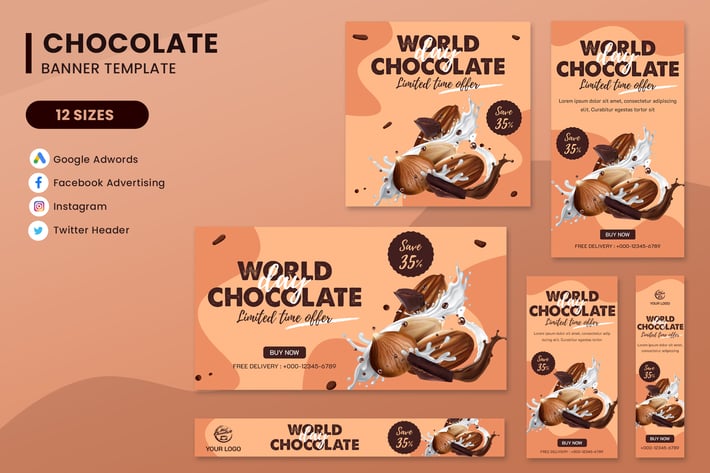 Chocolate Day Banner Ads Set Template