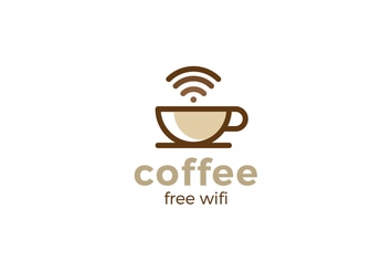 Logo Coffee Cup WiFi Linear style