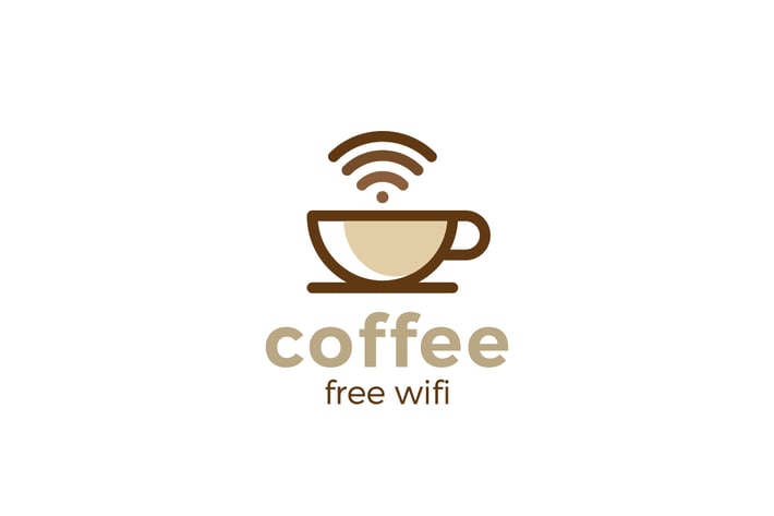 Logo Coffee Cup WiFi Linear style