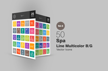50 Spa Line Multicolor Icons