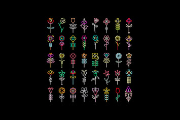 Neon Colors Flower Icon Set