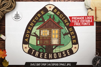 Tree House Badge / Vintage Camping Logo Patch SVG