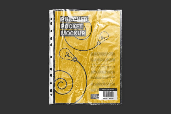 Punched Pocket For A4 Paper Size Mockup