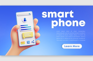 Cute Hand 3D Rendering Holding Phone Blue