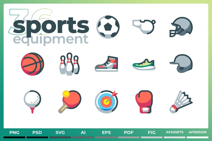 Sports Equipment Icons - Iconez