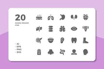 20 Human Organs Icons (Solid)