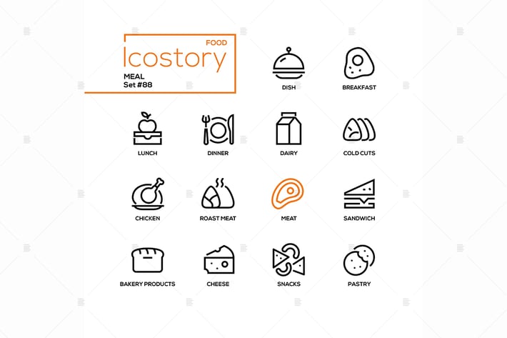 Meal - modern line design style icons set