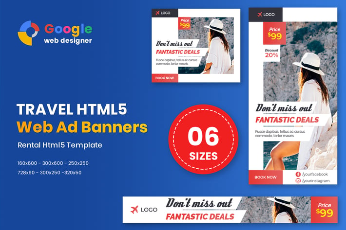 Travel HTML5 Animate Banner Ads Google Web Design
