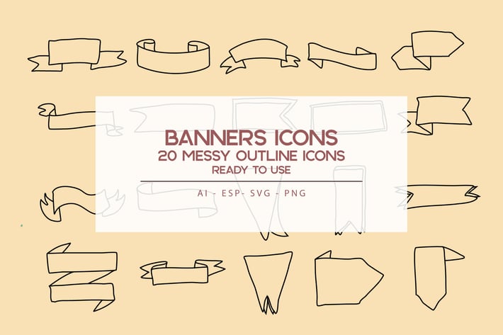 Banners outline Icons Set