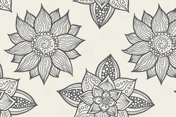 Illustration of seamless hand-drawn floral pattern