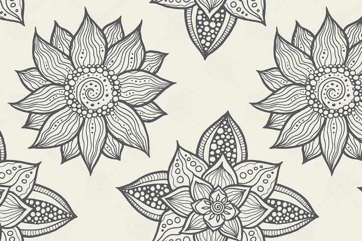 Illustration of seamless hand-drawn floral pattern