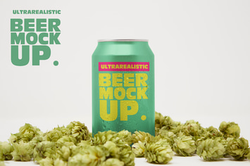 Front Hop Beer Can Mockup