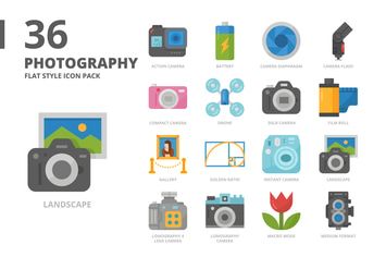Photography Flat Style Icon Set