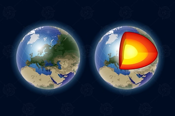 Structure of the Earth core - vector clip art