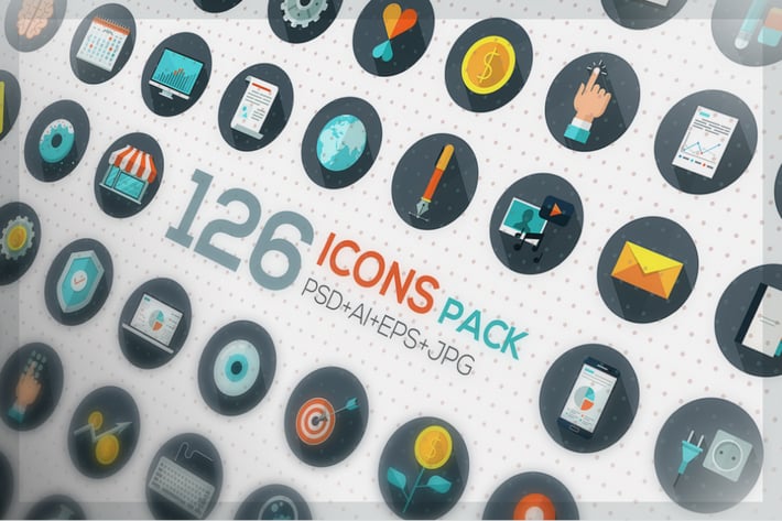 126 Flat Designed Icons