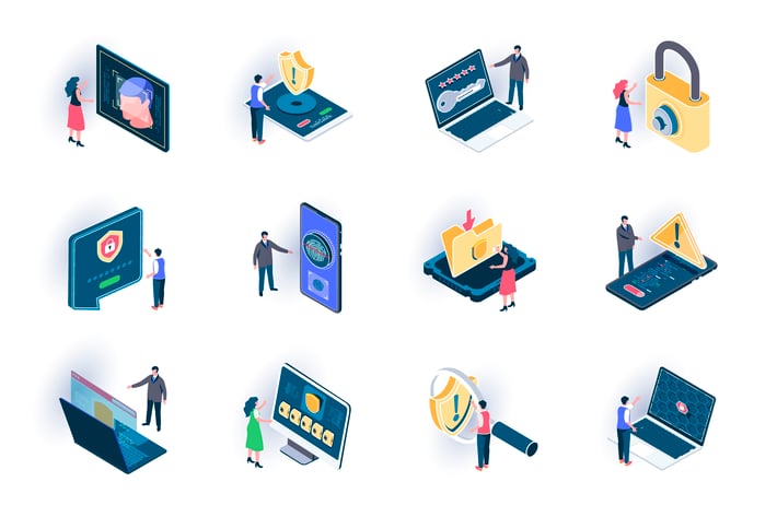 Cyber Security Isometric Icons Pack