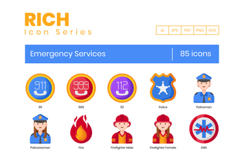 85 Emergency Services Icons