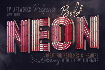 Bold Neon 3D Lettering View 3