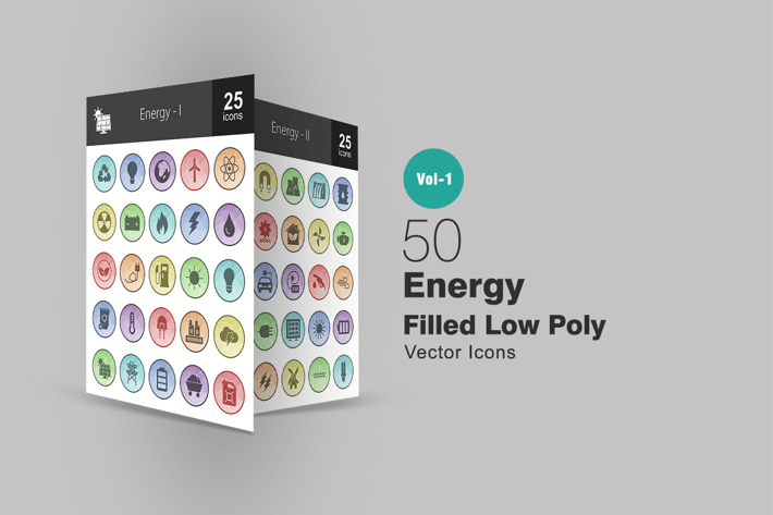50 Energy Filled Low Poly Icons