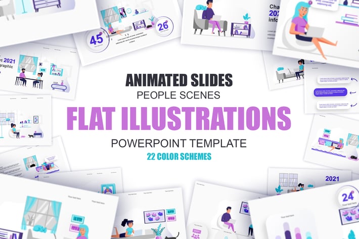 Freelance Flat Illustration Powerpoint Template