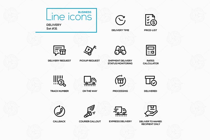 Delivery - modern vector single line icons set