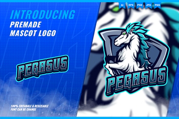 Pegasus Horse - Mascot Esport Logo Template
