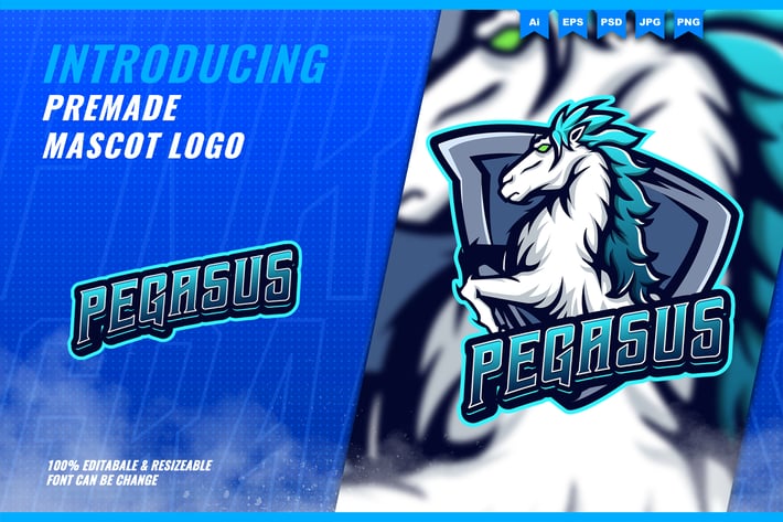 Pegasus Horse - Mascot Esport Logo Template