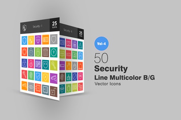 50 Security Line Multicolor Icons