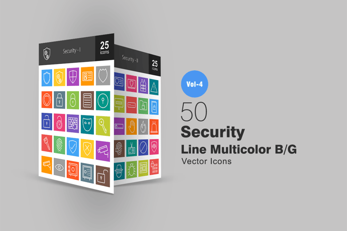50 Security Line Multicolor Icons